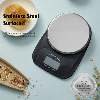 Digital Food Scale Small Kitchen Scales Weight in Grams Oz Black | Stainless Steel Panel, 1g Increment, Max 11lbs, Extra-Small Size, Smart Tare, Cooking Baking Weight Loss, Backlit LCD Display