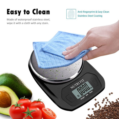 Digital Food Scale Small Kitchen Scales Weight in Grams Oz Black | Stainless Steel Panel, 1g Increment, Max 11lbs, Extra-Small Size, Smart Tare, Cooking Baking Weight Loss, Backlit LCD Display