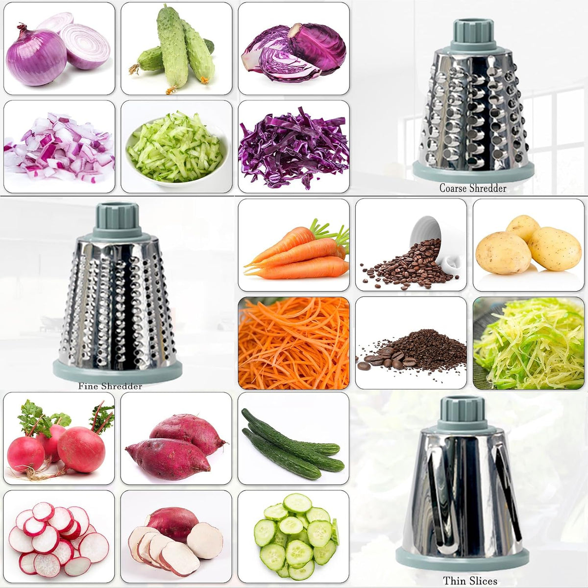 Rotary Cheese Grater Multi-Purpose Stainless Steel Cheese Shredder