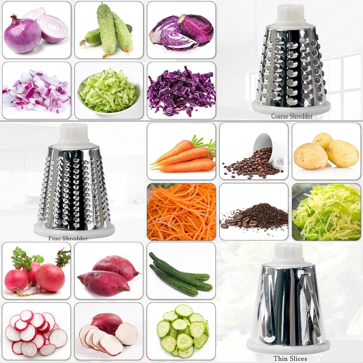 Rotary Cheese Grater Multi-Purpose Stainless Steel Cheese Shredder