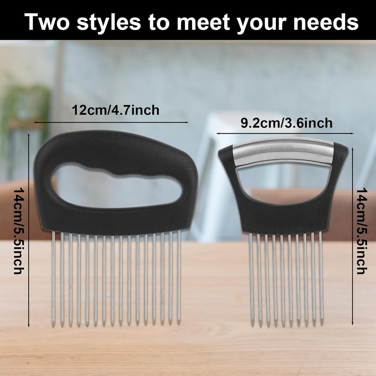 2pcs Onion Holder for Slicing, Extra-Large Onion Slicer Tool Kit with 16 Long Needles & 10 Long Needles Vegetable Chopper Cutter Kitchen Appliance Gadget Utensils for Tomatoes Potatoes Meat Tenderizer