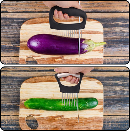 2pcs Onion Holder for Slicing, Extra-Large Onion Slicer Tool Kit with 16 Long Needles & 10 Long Needles Vegetable Chopper Cutter Kitchen Appliance Gadget Utensils for Tomatoes Potatoes Meat Tenderizer