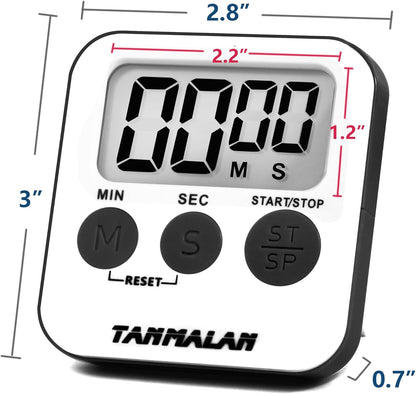 Kitchen Timer for Cooking Loud Alarm, Large Display, Auto Memory Loud Alarm, Large Display,Big Button，for Kids for Teacher Classroom Must Haves,Count Down-up,Easy to use (6.0-Grey)
