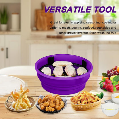 FJNATINH Collapsible Batter Bowl - Mess Free Better Breader Shaker Bowl with Lid Breading Shaker Container - Great for Fried Fish, Fried Chicken, Onion Rings, Wings & More,No Leak,Easy to Store