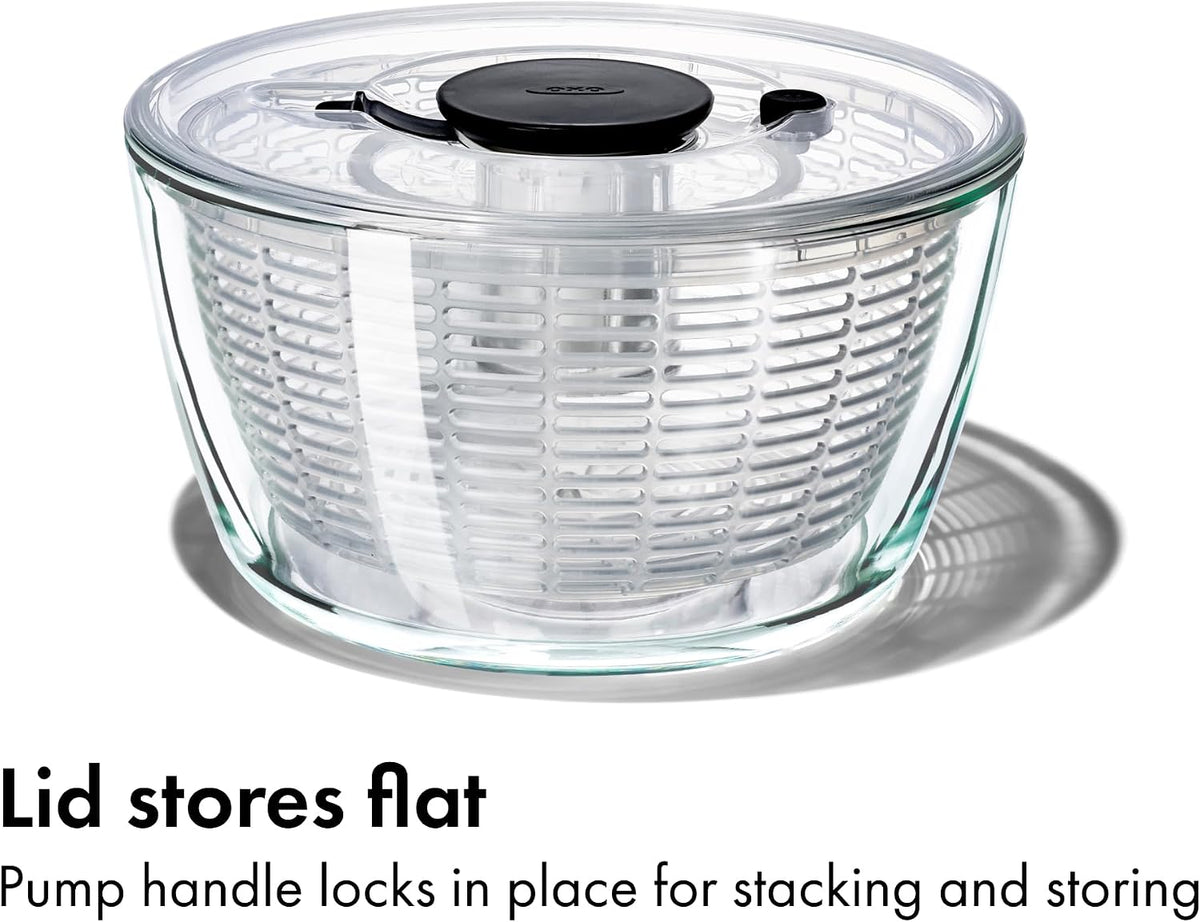 Good Grips Glass Salad Spinner, Large 6.22-Qt, Lettuce & Fruit Washer