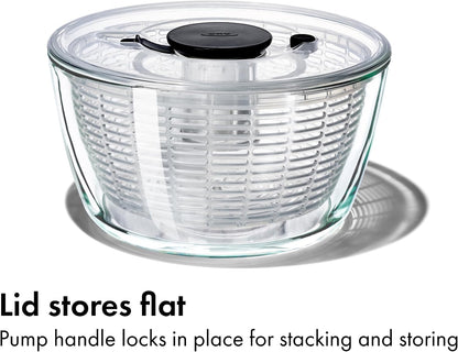 Good Grips Glass Salad Spinner, Large 6.22-Qt, Lettuce & Fruit Washer