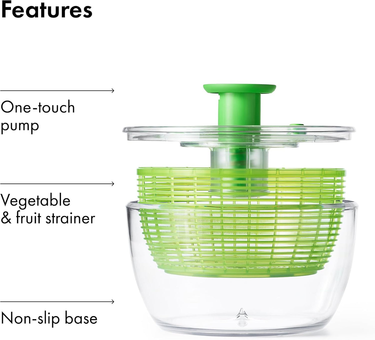 Good Grips Glass Salad Spinner, Large 6.22-Qt, Lettuce & Fruit Washer