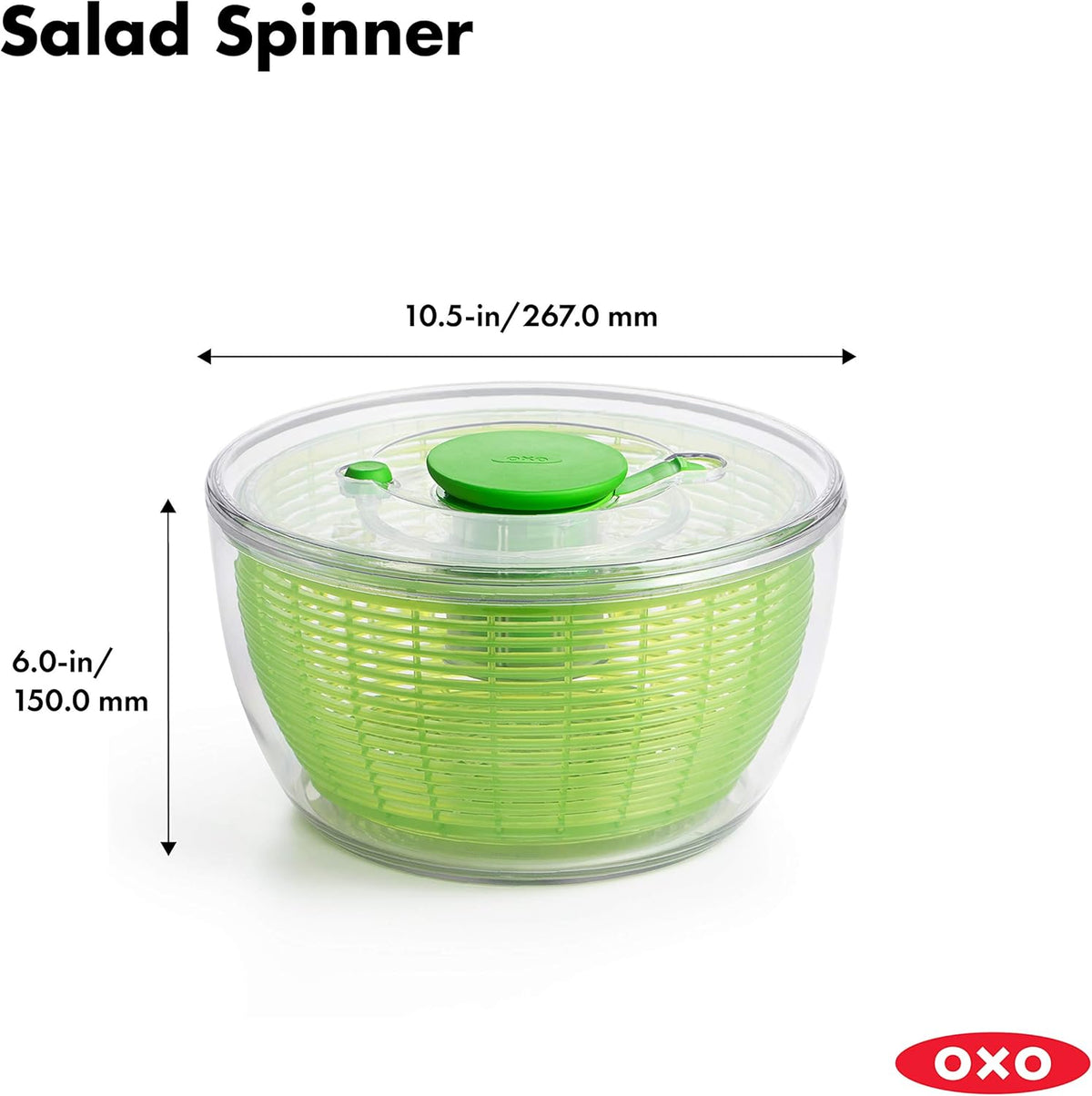 Good Grips Glass Salad Spinner, Large 6.22-Qt, Lettuce & Fruit Washer