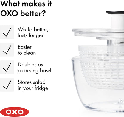 Good Grips Glass Salad Spinner, Large 6.22-Qt, Lettuce & Fruit Washer