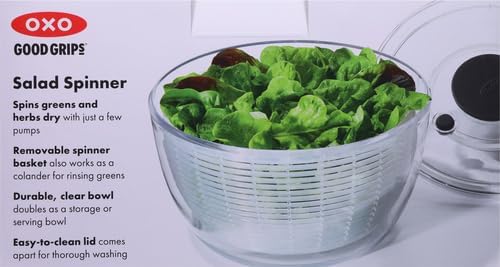 Good Grips Glass Salad Spinner, Large 6.22-Qt, Lettuce & Fruit Washer