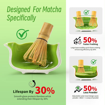 Matcha Whisk Set Black,7 Pcs Matcha Set,Matcha Kit for Ceremony,Tradition Tea Set for Making Breakfast/Latte,Matcha Whisk Set with Bowl(Chawan)/Whisk and Holder,Gift for Family/Friend