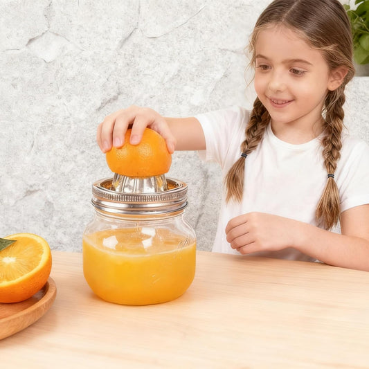 Mason Jar Stainless Steel Juicer Lid (2 Pieces), Citrus Reamer for Wide Mouth Mason Jar Lemon Juicer Manual Citrus Juicer.