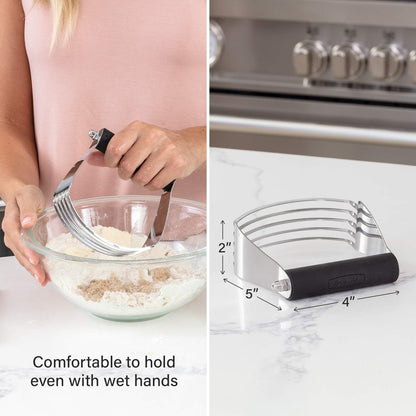 Stainless Steel Dough Blender and Pastry Cutter & Heavy Duty Can Opener with Magnetic Lid Remover - 2 Product Bundle - Black