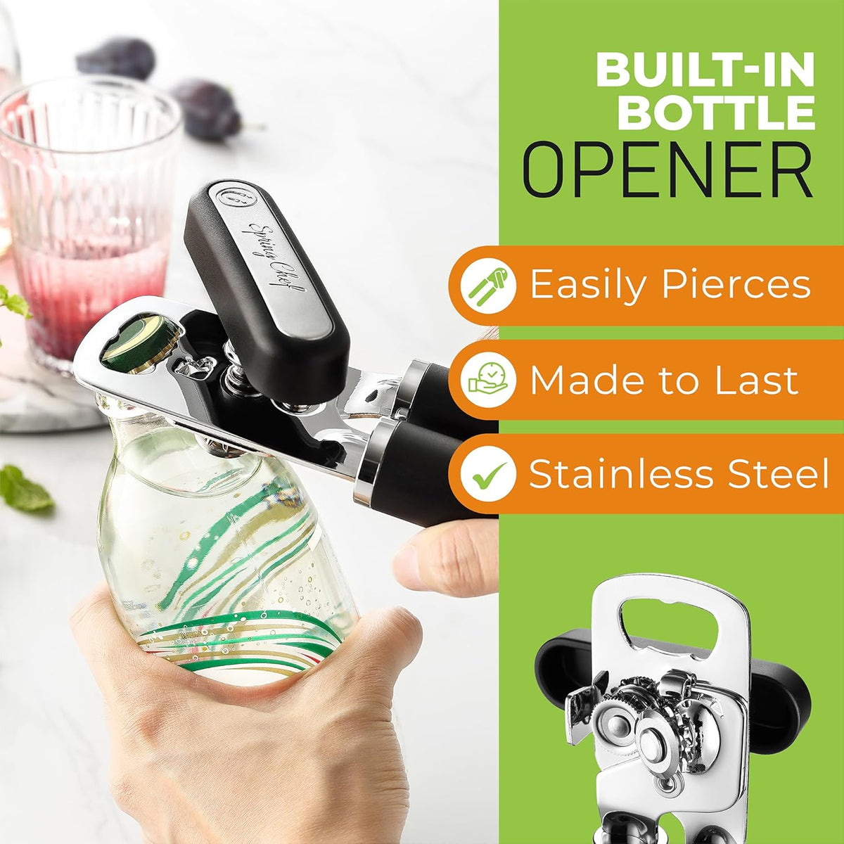 Stainless Steel Dough Blender and Pastry Cutter & Heavy Duty Can Opener with Magnetic Lid Remover - 2 Product Bundle - Black