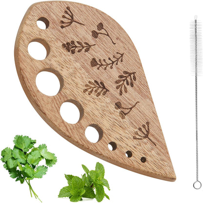 Wooden Vegetable Leaf Separator, Includes Cleaning Brush Pottery Herb Stripper Tool Supplies, Fun Kitchen Gadgets, Exquisite Herb Stripper Bowl Gifts for The Kitchen