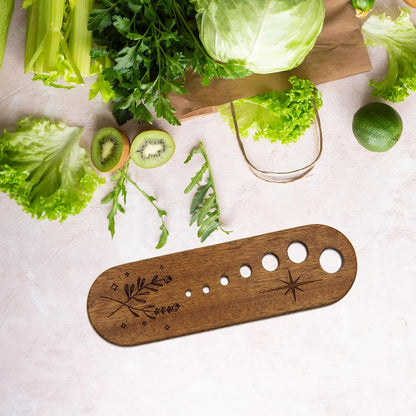 Wooden Vegetable Leaf Separator, Includes Cleaning Brush Pottery Herb Stripper Tool Supplies, Fun Kitchen Gadgets, Exquisite Herb Stripper Bowl Gifts for The Kitchen