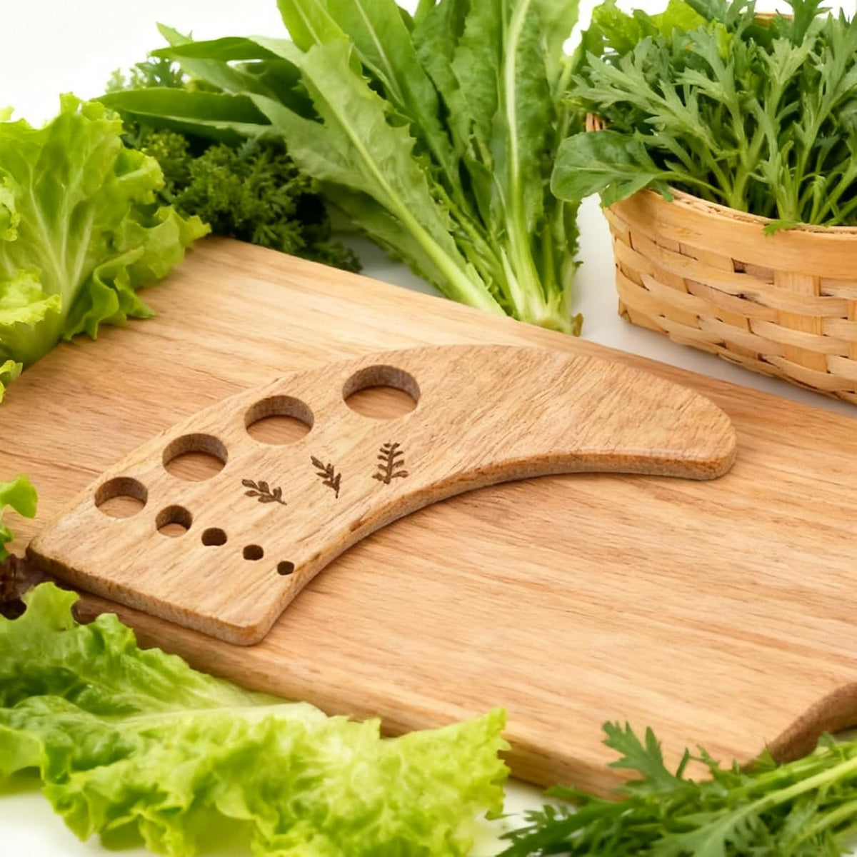 Wooden Vegetable Leaf Separator, Includes Cleaning Brush Pottery Herb Stripper Tool Supplies, Fun Kitchen Gadgets, Exquisite Herb Stripper Bowl Gifts for The Kitchen