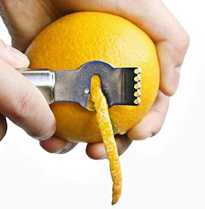 Stainless Steel Kitchen Tools: Zester Grater with Channel Knife, Apple Cupcake Corer, Fruit and Melon Scooper, Fruit & Veggie cutting knife, 4 Pcs Set