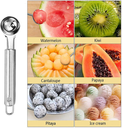 Stainless Steel Kitchen Tools: Zester Grater with Channel Knife, Apple Cupcake Corer, Fruit and Melon Scooper, Fruit & Veggie cutting knife, 4 Pcs Set