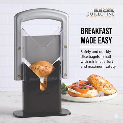Bagel Biter Bagel Slicer and Cutter with Safety Shields - Guillotine Style Bagel Cutter Slicer for Large and Small Bagels, English Muffins, Buns, and Rolls - Compact, Dishwasher Safe