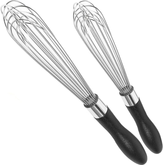 French Whisk Set, 9” and 11" Whisk, 304 Stainless Steel Wire Whisk Set for Cooking, Baking