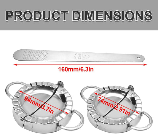 Stainless Steel Dumpling Maker Kit With Stuffing Spoon, Includes 2Pcs Small Dumpling Molds and 2 Large Ravioli Maker Press, Easy-tool for Dumpling Pastry Pie Making