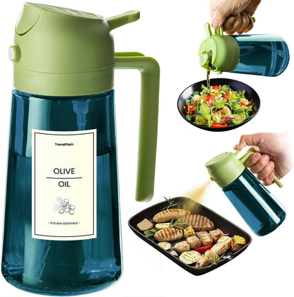 16oz/470ml Blue Glass Olive Oil Sprayer for Cooking - 2 in 1 Olive Oil Dispenser for Kitchen Gadgets, Air Fryer, Salad, and BBQ - Navy