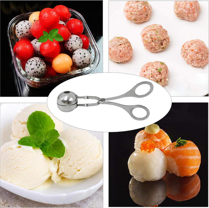 2 Pack Meat Baller Stainless Steel Meatball Scoop Ball Maker None-Stick Baller Tongs Meat Ball Maker Mold Cake Pop,Ice Tongs,Cookie Dough Scoop for Kitchen Cooking