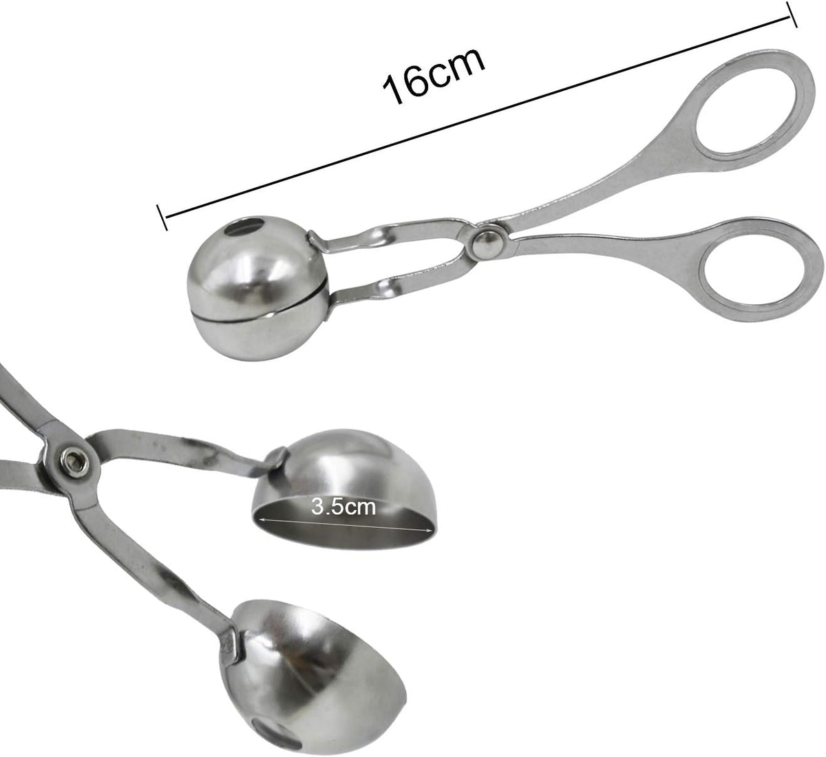 2 Pack Meat Baller Stainless Steel Meatball Scoop Ball Maker None-Stick Baller Tongs Meat Ball Maker Mold Cake Pop,Ice Tongs,Cookie Dough Scoop for Kitchen Cooking