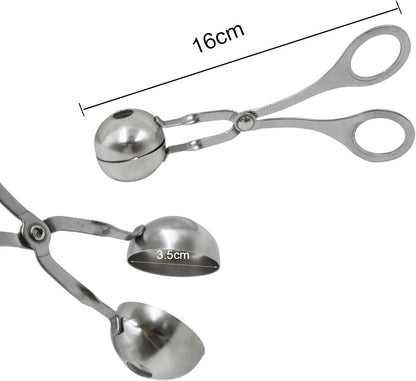 2 Pack Meat Baller Stainless Steel Meatball Scoop Ball Maker None-Stick Baller Tongs Meat Ball Maker Mold Cake Pop,Ice Tongs,Cookie Dough Scoop for Kitchen Cooking