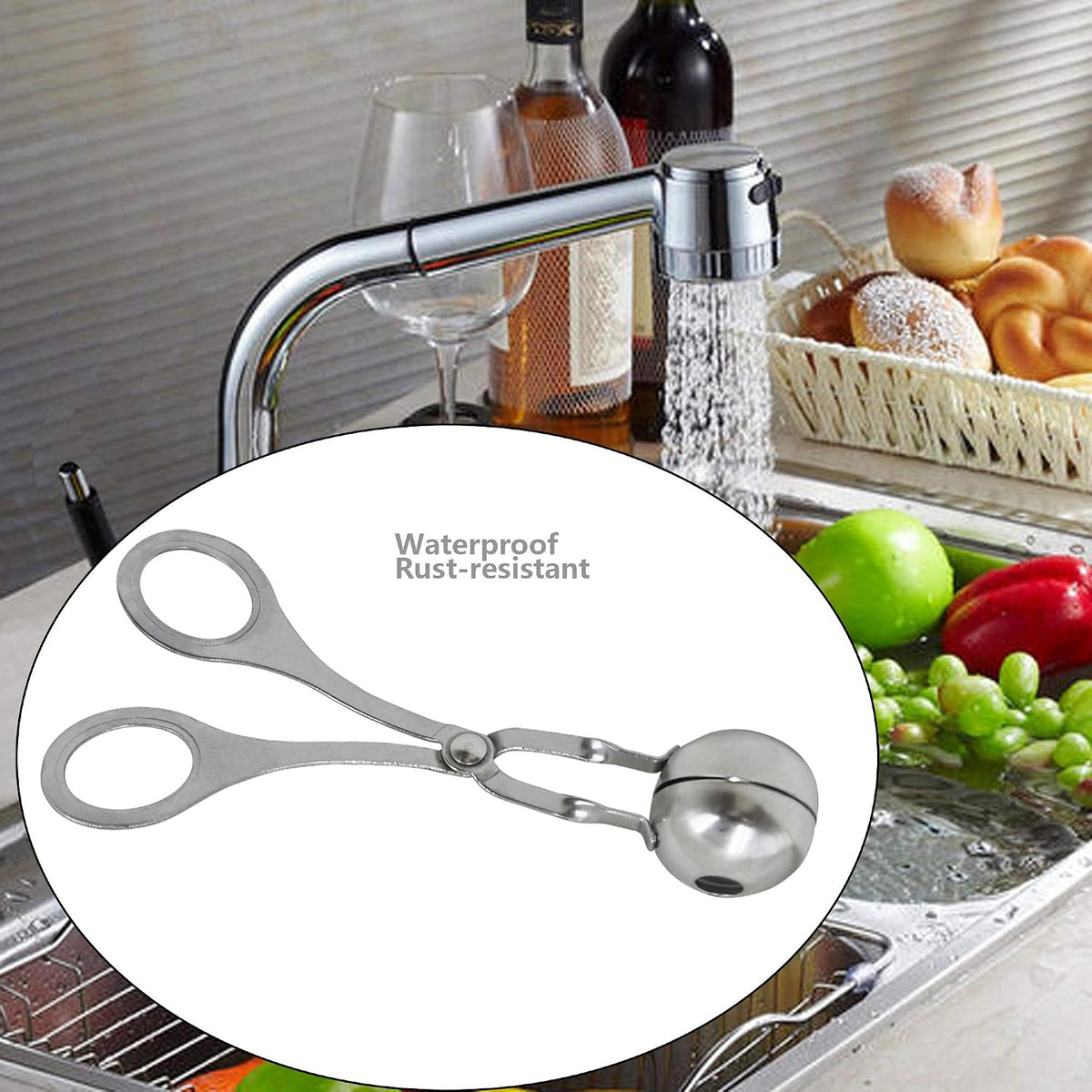2 Pack Meat Baller Stainless Steel Meatball Scoop Ball Maker None-Stick Baller Tongs Meat Ball Maker Mold Cake Pop,Ice Tongs,Cookie Dough Scoop for Kitchen Cooking