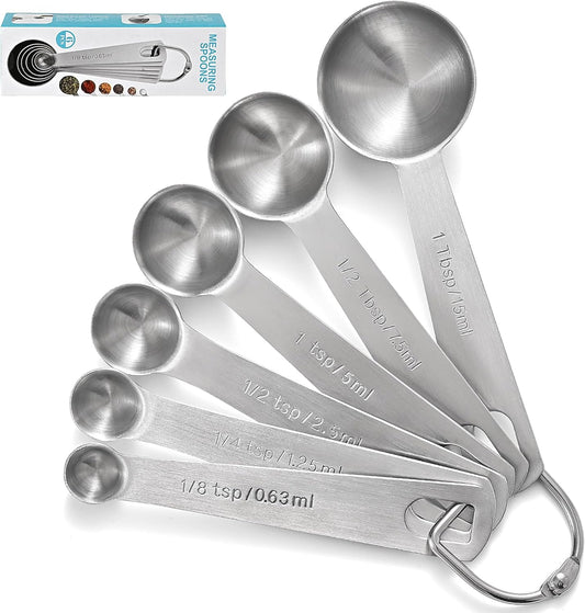 Measuring Spoons Used to Measure Various Dry and Liquid Ingredients, Useful Gadgets for Kitchen, Stainless Steel 6-piece Set