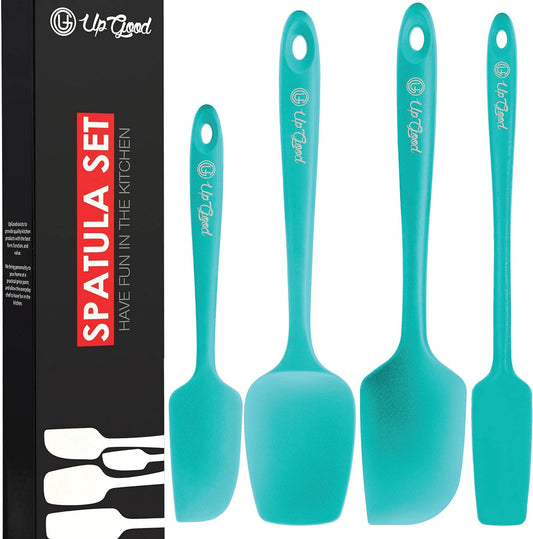 Silicone Spatula Set 600°F - High Heat Resistant Nonstick, Small and Large Kitchen Spatulas - Flexible BPA Free Professional Grade Cookware - Utensils for Cooking, Baking, Mixing(4 Pcs, Teal)