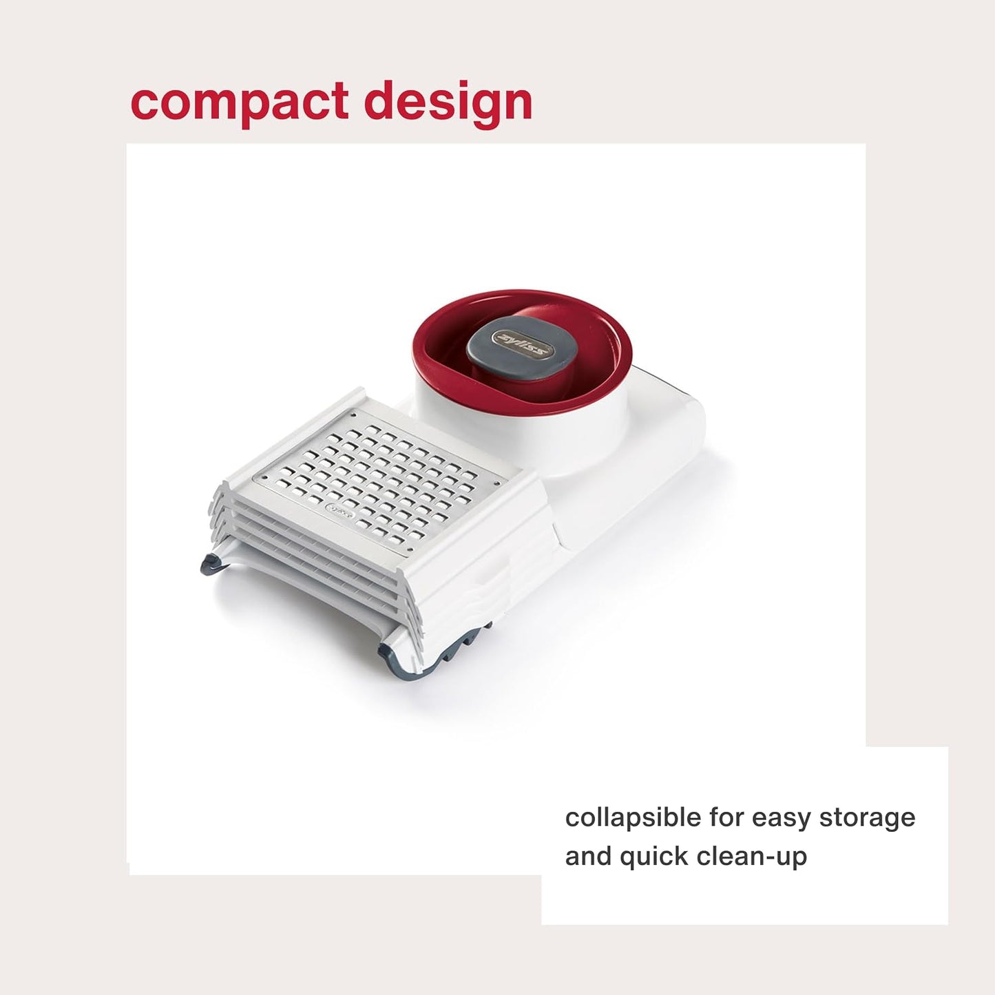 Easy Control Handheld Slicer - Vegetable Slicer & Chopper - Fruit Cutter - Handheld Slicer with Two Stainless Steel Blades - Dishwasher Safe - White/Red, 13 inches