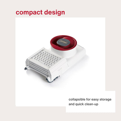Easy Control Handheld Slicer - Vegetable Slicer & Chopper - Fruit Cutter - Handheld Slicer with Two Stainless Steel Blades - Dishwasher Safe - White/Red, 13 inches
