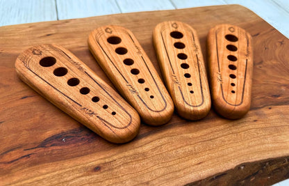 Cherry Hardwood Herb Stripper – Multi-Size Holes for Rosemary, Thyme, Oregano – Artisanal Kitchen Tool from Central Kentucky Woodshop, Food-Safe Finish