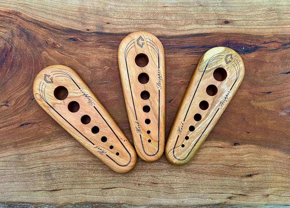 Cherry Hardwood Herb Stripper – Multi-Size Holes for Rosemary, Thyme, Oregano – Artisanal Kitchen Tool from Central Kentucky Woodshop, Food-Safe Finish