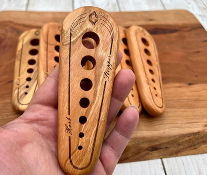 Cherry Hardwood Herb Stripper – Multi-Size Holes for Rosemary, Thyme, Oregano – Artisanal Kitchen Tool from Central Kentucky Woodshop, Food-Safe Finish