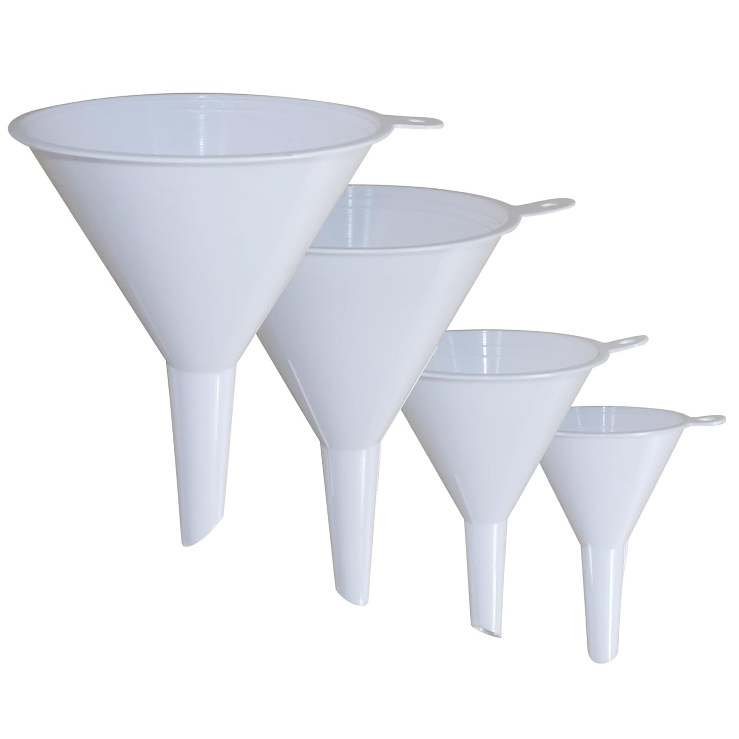 4 Pieces Plastic Funnel Set for Kitchen and Automotive Use, Mini, Small, Medium and Large Funnel for Filling Bottles, Canning, Cooking, Lab or Car Oil Funnels (Red)