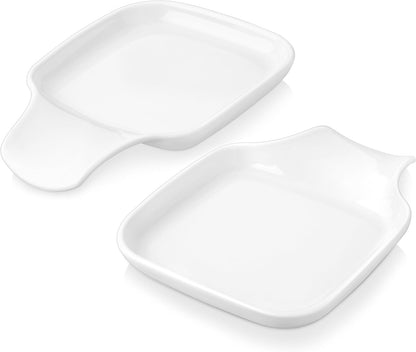 6.9 Inch Large Spoon Rest, Porcelain Stove Top Spoon Holder, White | For Spoons, Spatulas, Tongs, Stackable Design, Space Saving Storage, Dishwasher Safe, Easy to Clean Porcelain