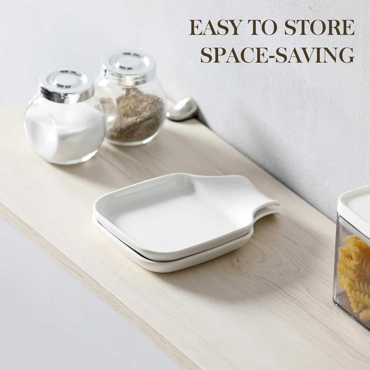6.9 Inch Large Spoon Rest, Porcelain Stove Top Spoon Holder, White | For Spoons, Spatulas, Tongs, Stackable Design, Space Saving Storage, Dishwasher Safe, Easy to Clean Porcelain