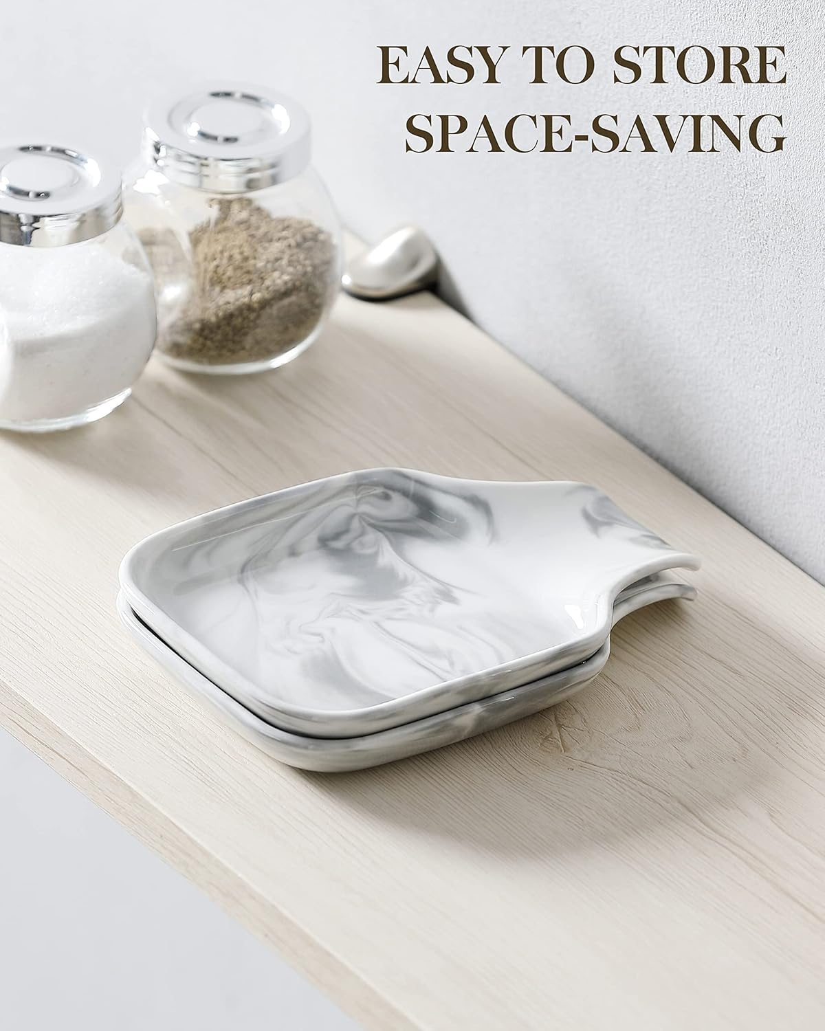 6.9 Inch Large Spoon Rest, Porcelain Stove Top Spoon Holder, White | For Spoons, Spatulas, Tongs, Stackable Design, Space Saving Storage, Dishwasher Safe, Easy to Clean Porcelain