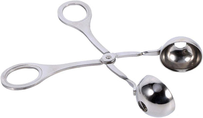 Stainless Steel Meat Baller Tong, None-Stick Cake Scooper Cookie Dough Meatball Molder Scoop Melon Ball Maker Silver 6.34 * 2.72in
