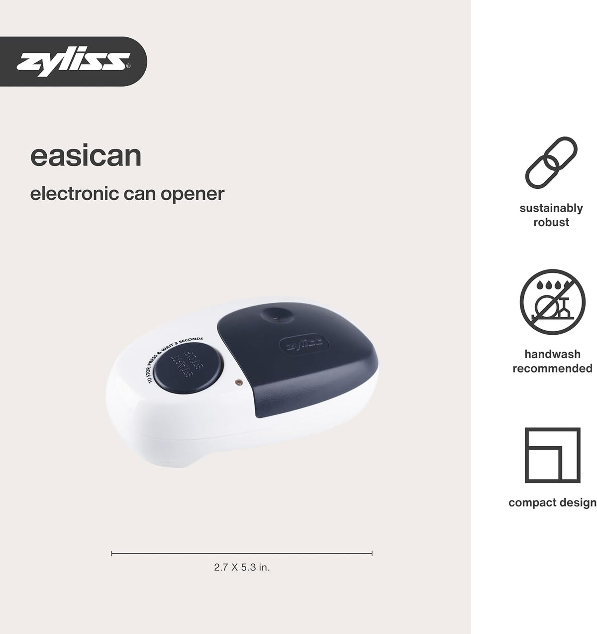 EasiCan Electric Can Opener – One-Touch Automatic Tin Opener with Magnet for Safe Lid Removal – Compact, Hands-Free Design for All Can Sizes – Battery Operated, Easy to Use and Store