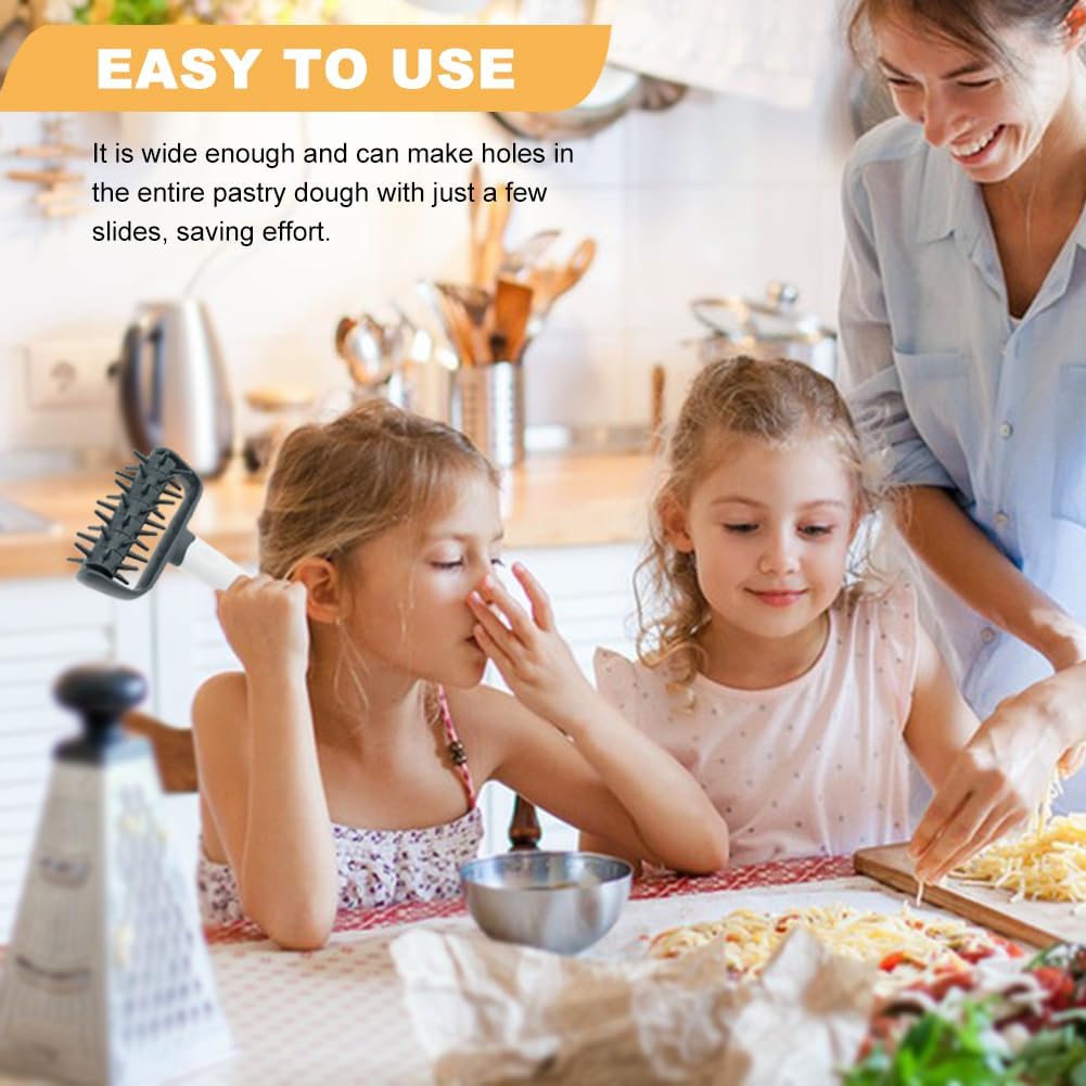 Pizza Dough Docker, Plastic Pizza Roller Spikes Prevents Air Bubbles and Creates a Uniform Crust for Cooking, Pastry Dough Roller for Crackers, Homemade Bread, Cookies