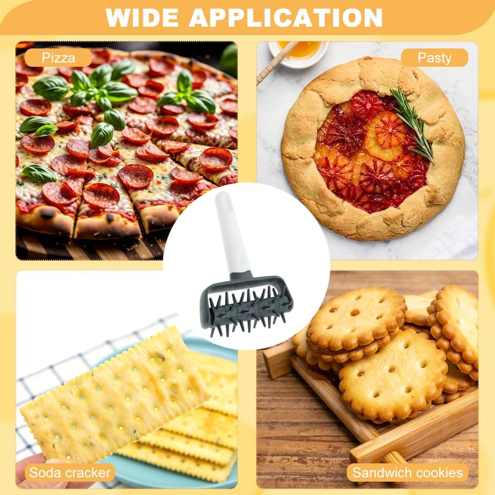 Pizza Dough Docker, Plastic Pizza Roller Spikes Prevents Air Bubbles and Creates a Uniform Crust for Cooking, Pastry Dough Roller for Crackers, Homemade Bread, Cookies