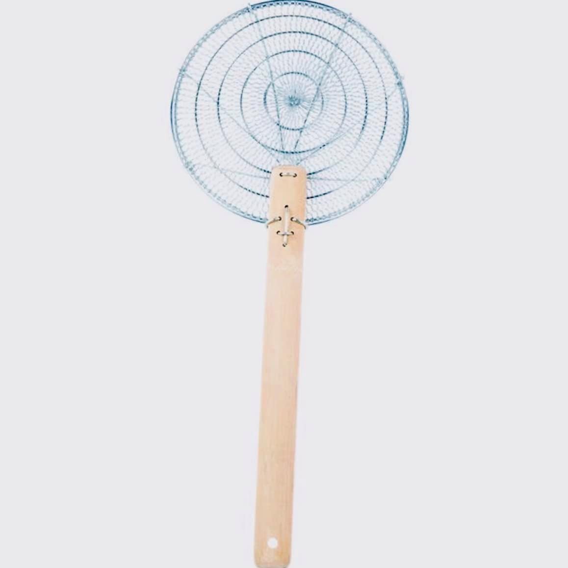 8-Inch Galvanized Steel Spider Strainer – Fine Mesh Skimmer with Natural Bamboo Handle for Cooking & Frying Ideal for Home & Professional Kitchens
