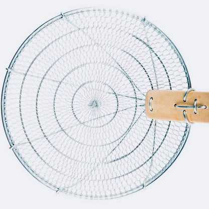 8-Inch Galvanized Steel Spider Strainer – Fine Mesh Skimmer with Natural Bamboo Handle for Cooking & Frying Ideal for Home & Professional Kitchens