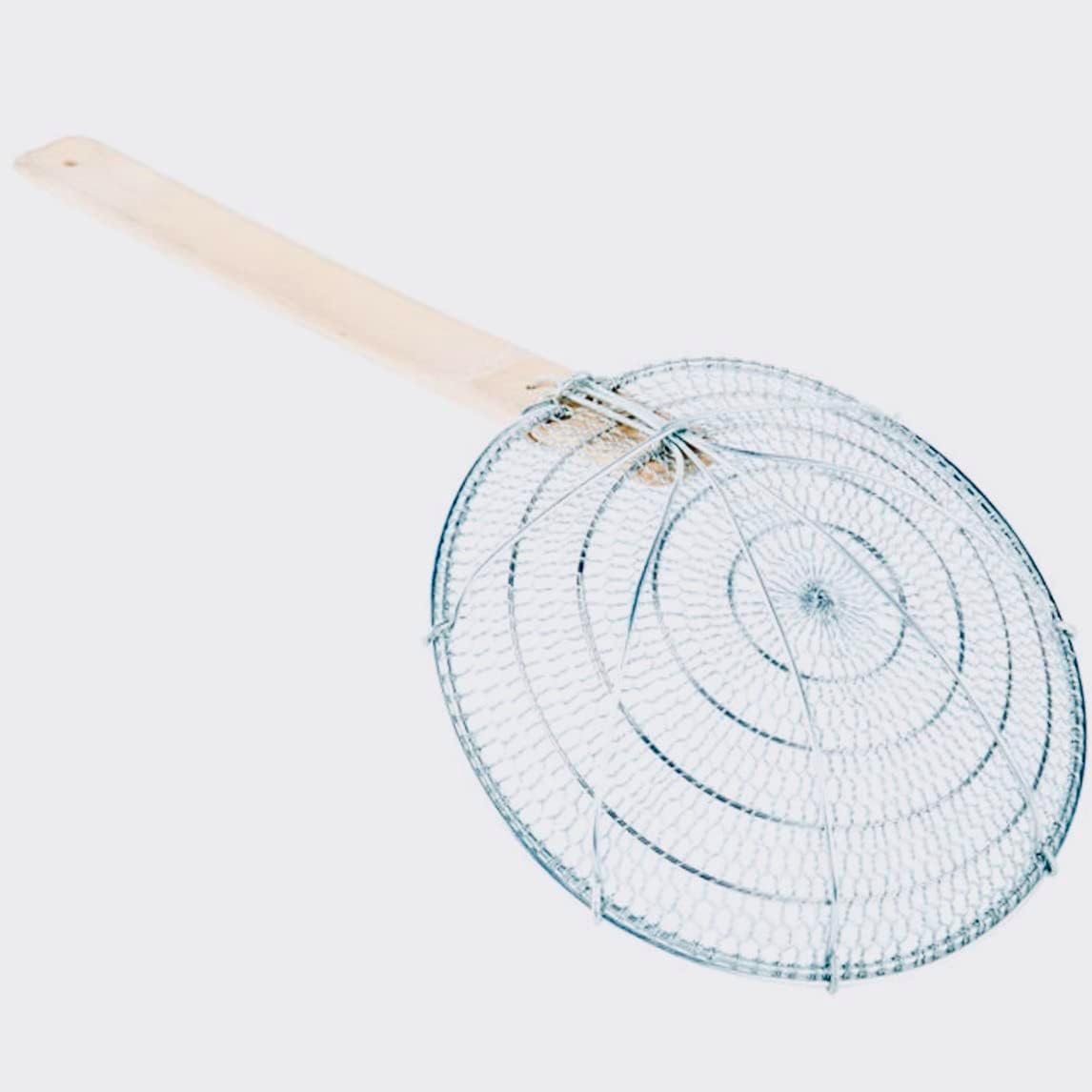 8-Inch Galvanized Steel Spider Strainer – Fine Mesh Skimmer with Natural Bamboo Handle for Cooking & Frying Ideal for Home & Professional Kitchens
