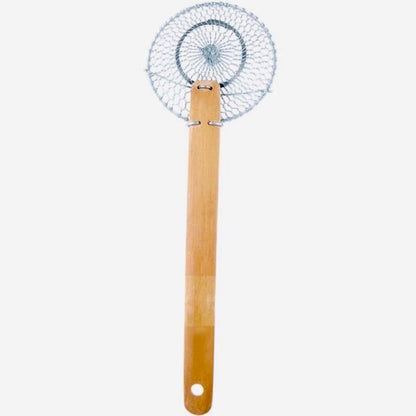8-Inch Galvanized Steel Spider Strainer – Fine Mesh Skimmer with Natural Bamboo Handle for Cooking & Frying Ideal for Home & Professional Kitchens